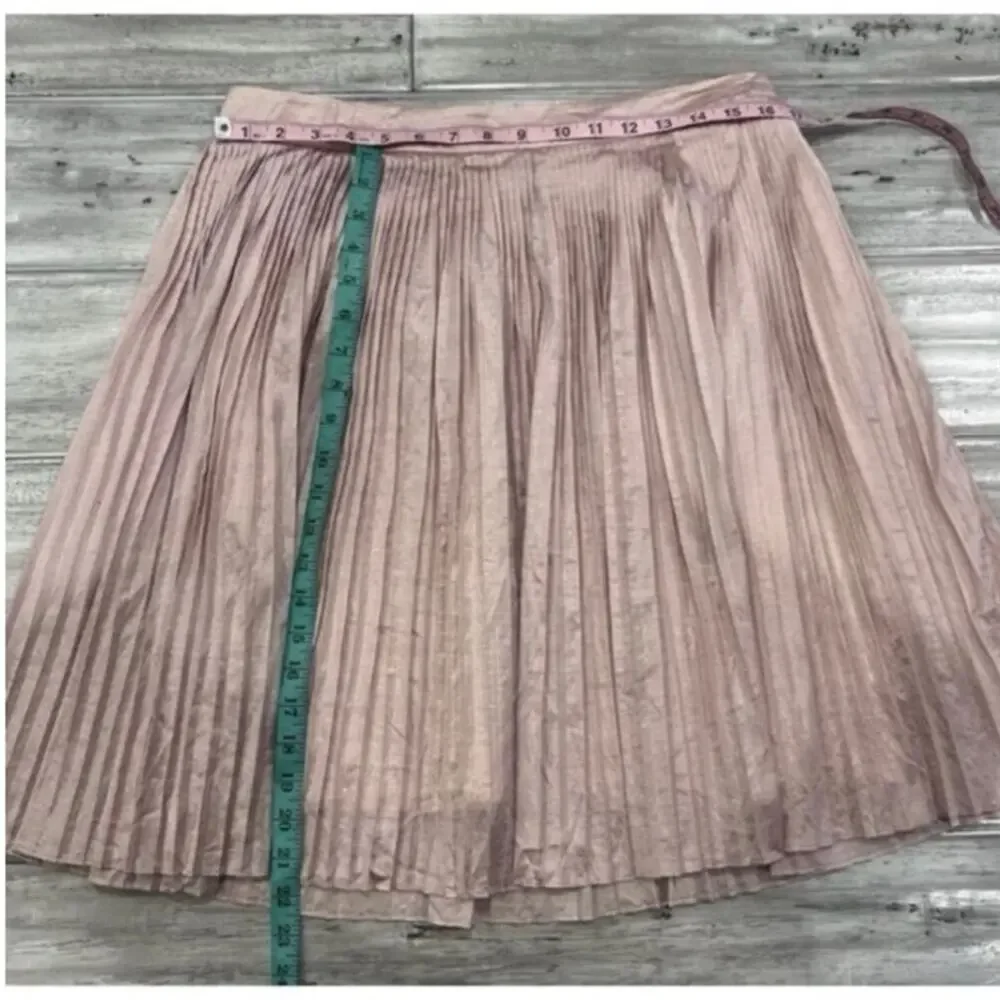 Club Monaco Blush Metallic Pleated Skirt Sz 10 Balletcore Quiet Luxury Coquette - Picture 9 of 10
